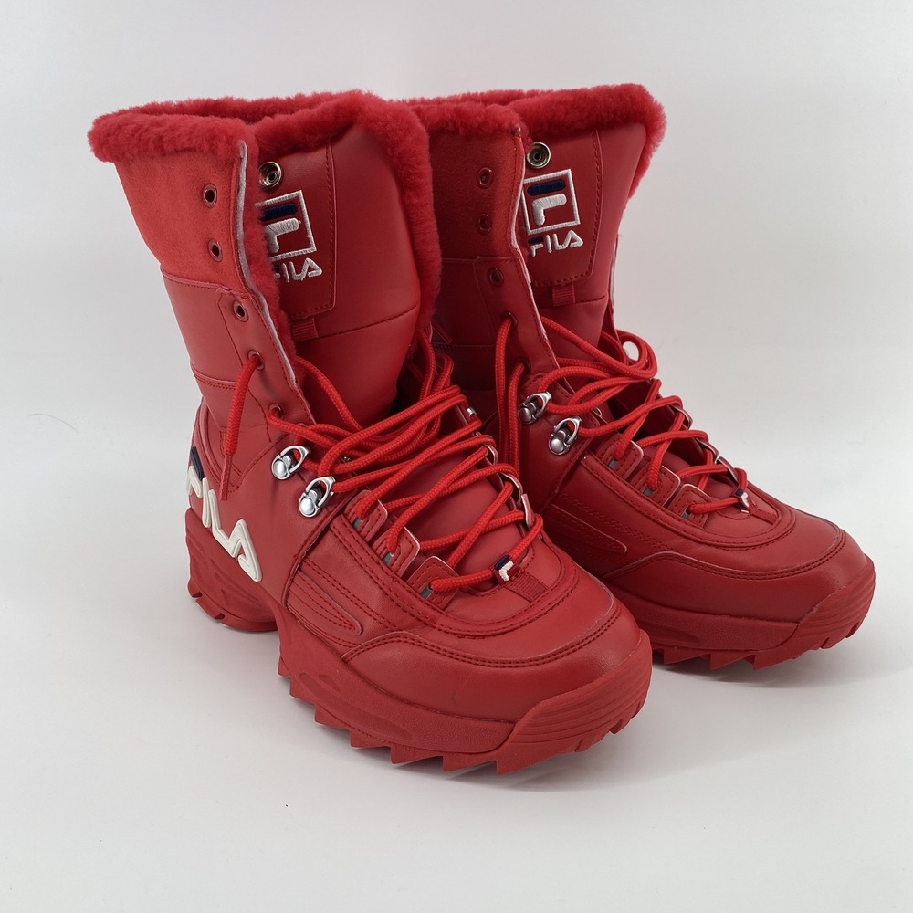 Fila Disruptor Fur Top Women's Boots Fila Red-Fila Navy-White 5HM00560-616